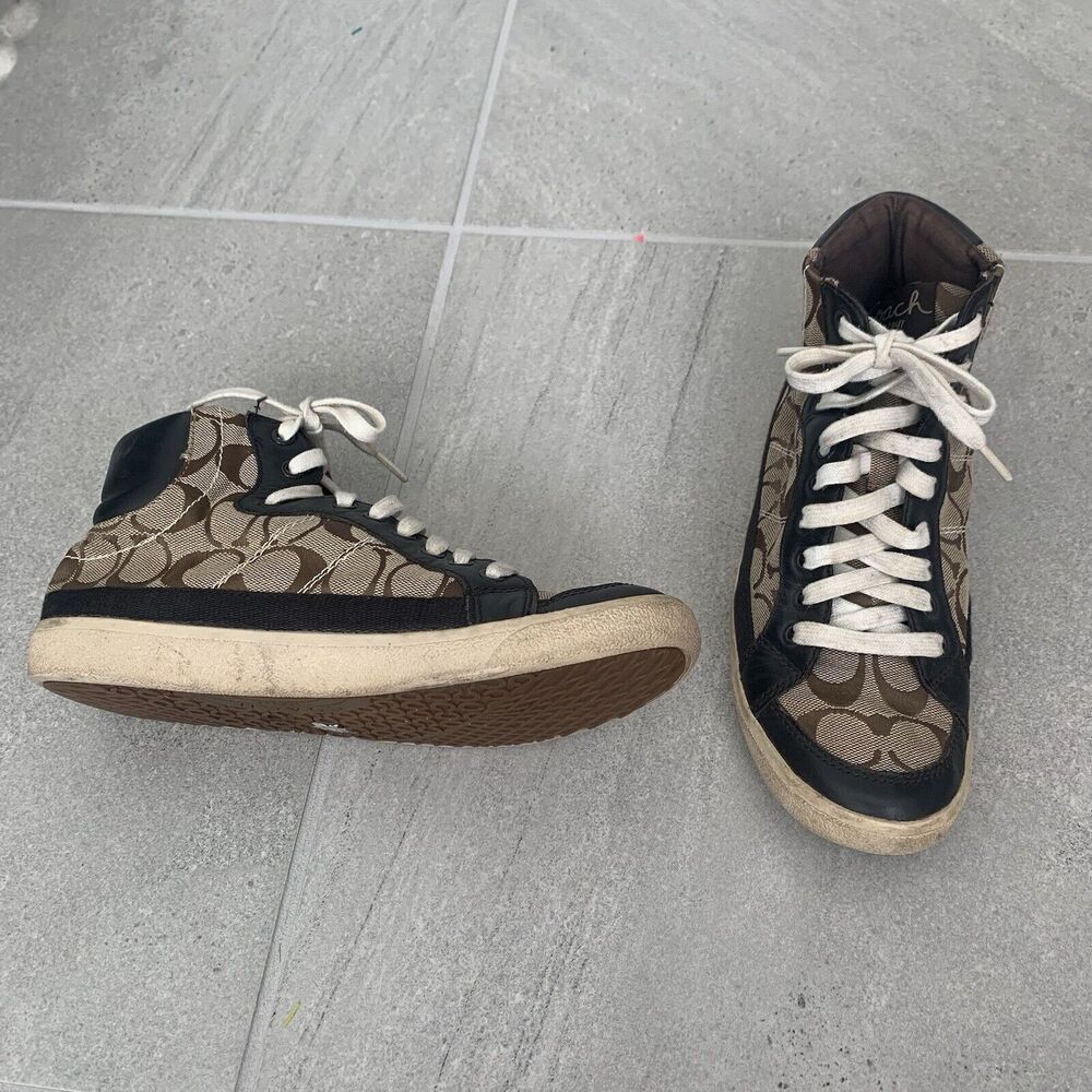 Coach Women High Top Sneakers Ellis Brown Size 7.5B